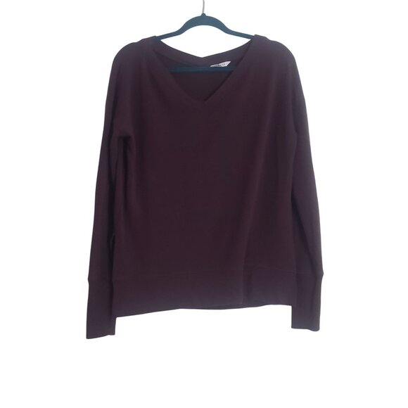 Athleta Womens Coaster Luxe Burgundy V-Neck Sweatshirt Size XS Athleisure Comfy - Picture 1 of 10